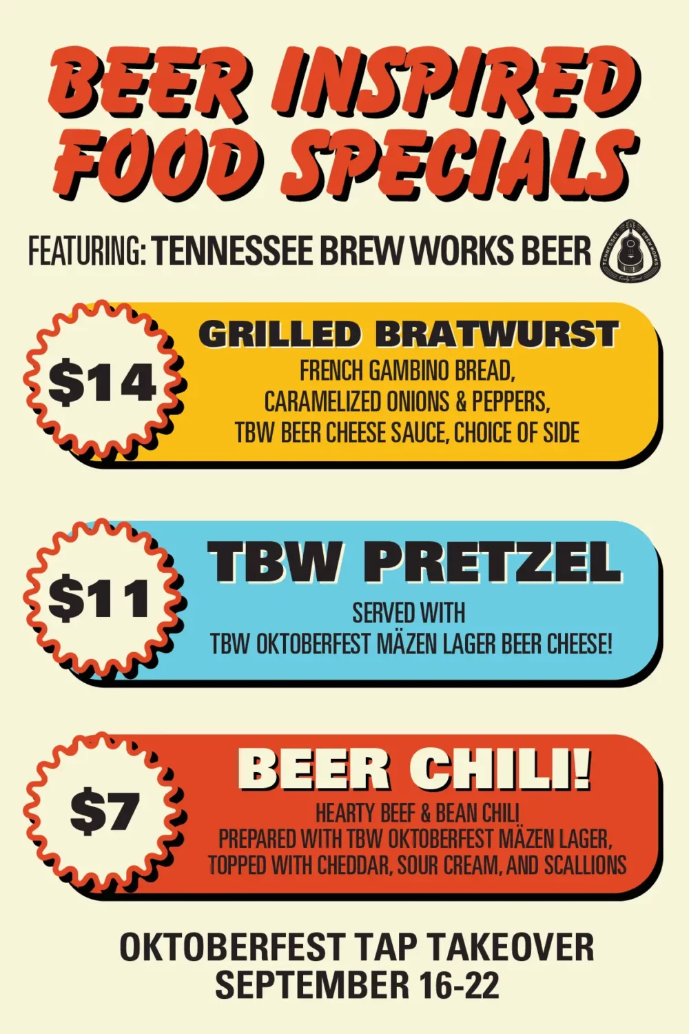 Beer Inspired Food Specials graphic