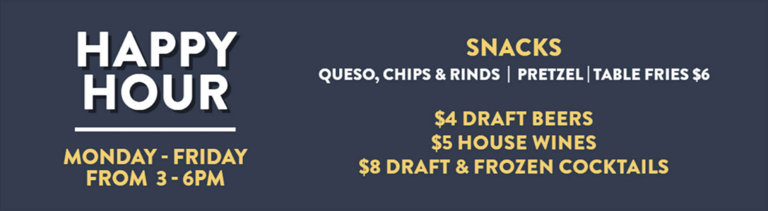 Jasper's Happy Hour Menu